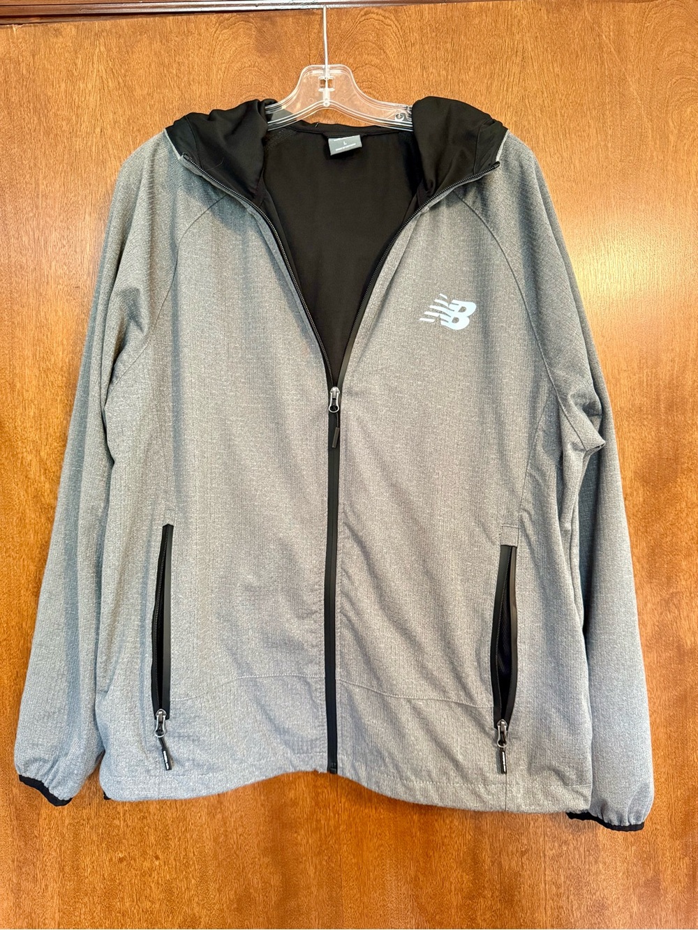 New Balance Men's Light Gray Hooded Performance Jacket